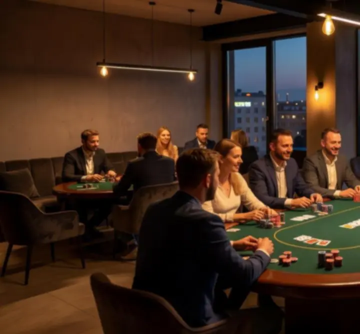 Nowoczesny poker lounge GG-299-783 LIMITED z profesjonalnymi stołami pokerowymi